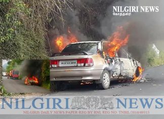 இயந்திரக் கோளாறு காரணமாக கார் திடீரென தீப்பற்றி கொண்டது