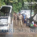 காவல் துறை வாகனம் நடுரோட்டில் கவிழ்ந்தது விபத்து