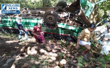 நீலகிரி மாவட்டம் கூடலூரை அடுத்த நாடுகாணி பகுதியில் அரசு பேருந்து கவிழ்ந்து 40க்கும் மேற்பட்ட பயனிகள் காயம்.