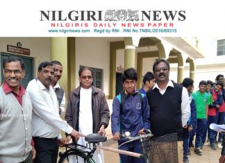 உதகை புனித சூசையப்பர் மேல்நிலைப் பள்ளியில் மாணவர்களுக்கு தமிழக அரசின் விலையில்லா மிதிவண்டி வழங்கப்பட்டது